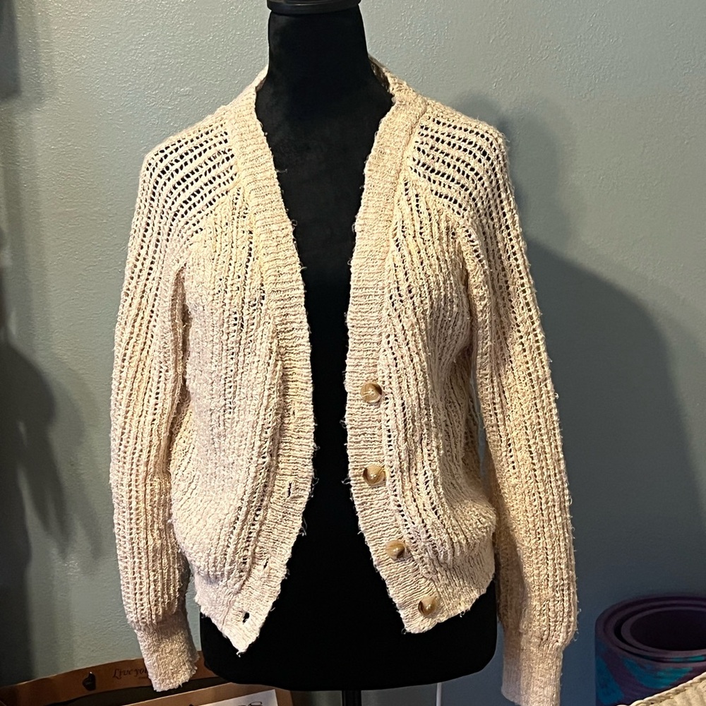 Blu Pepper Cream Button-Up Cardigan